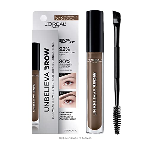 'Oreal Paris Unbelieva-Brow Longwear Waterproof Tinted Brow Gel, Smudge-resistant, Transfer- Proof, Quick Drying, Easy