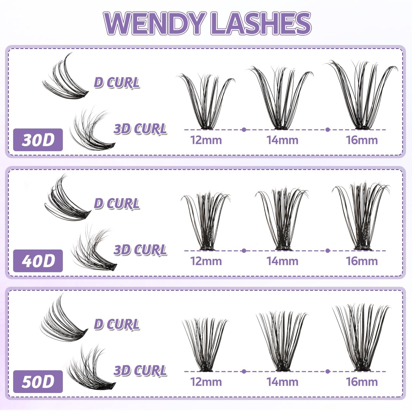 Individual Cluster Lashes 30D/40D Mixed Natural Eyelash Clusters