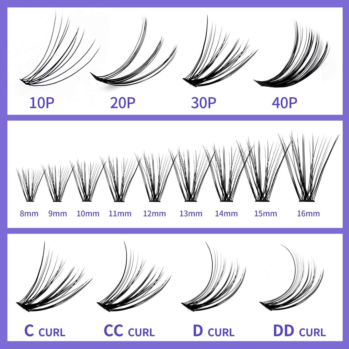 Individual Cluster Lashes 30D/40D Mixed Natural Eyelash Clusters