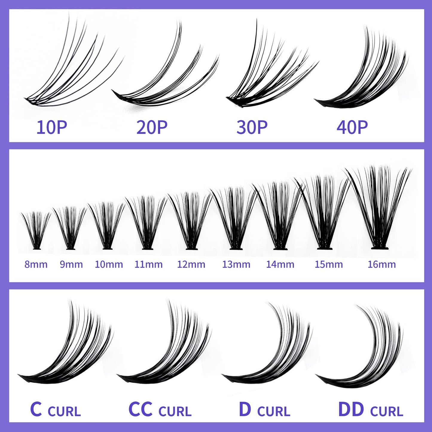 Individual Cluster Lashes 30D/40D Mixed Natural Eyelash Clusters
