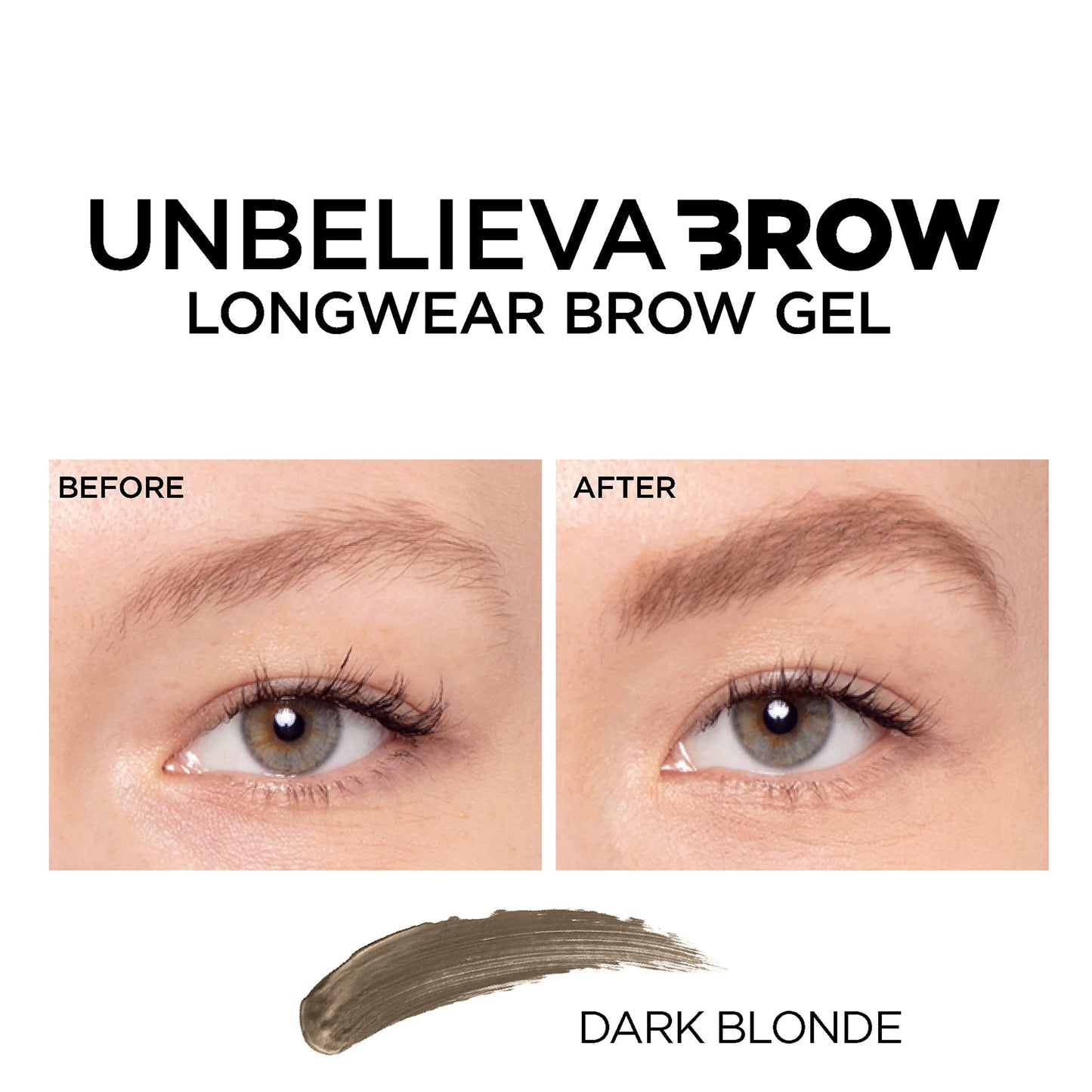 'Oreal Paris Unbelieva-Brow Longwear Waterproof Tinted Brow Gel, Smudge-resistant, Transfer- Proof, Quick Drying, Easy