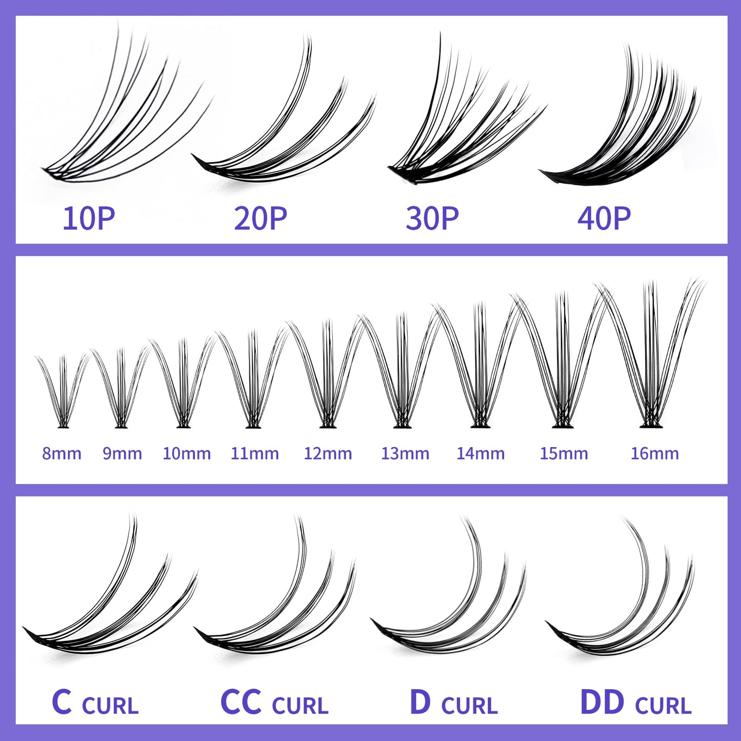 Individual Cluster Lashes 30D/40D Mixed Natural Eyelash Clusters