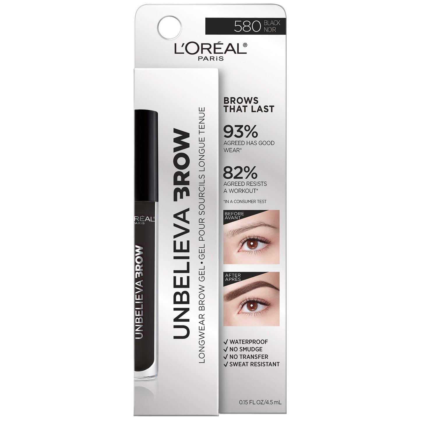 'Oreal Paris Unbelieva-Brow Longwear Waterproof Tinted Brow Gel, Smudge-resistant, Transfer- Proof, Quick Drying, Easy