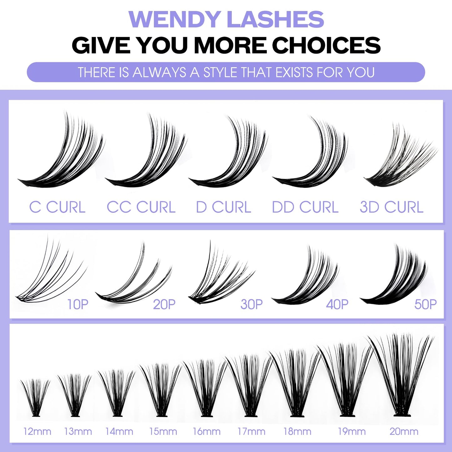 Individual Cluster Lashes 30D/40D Mixed Natural Eyelash Clusters