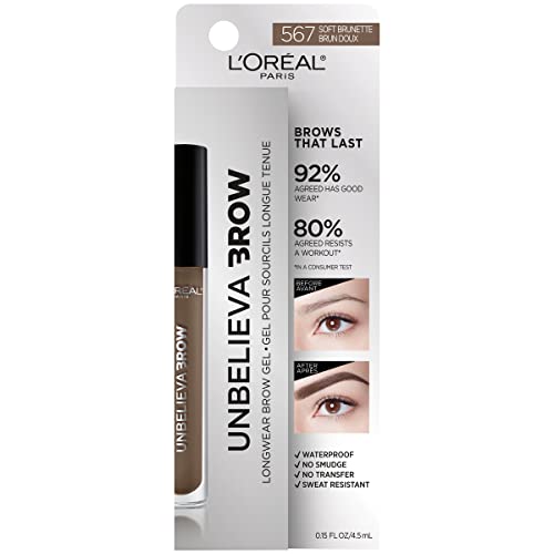 'Oreal Paris Unbelieva-Brow Longwear Waterproof Tinted Brow Gel, Smudge-resistant, Transfer- Proof, Quick Drying, Easy
