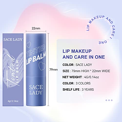 SACE LADY 3 Colors Moisturized Tinted Lip Balm Set, SACE LADY Long Lasting Color Changing Lipstick Kit