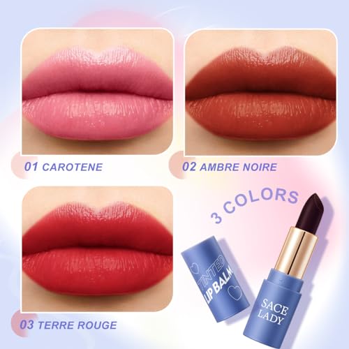 SACE LADY 3 Colors Moisturized Tinted Lip Balm Set, SACE LADY Long Lasting Color Changing Lipstick Kit