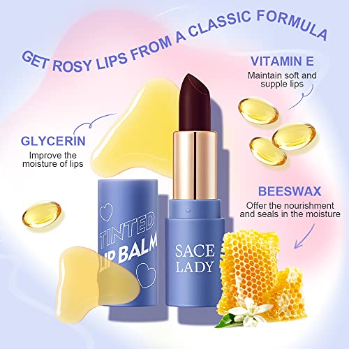 SACE LADY 3 Colors Moisturized Tinted Lip Balm Set, SACE LADY Long Lasting Color Changing Lipstick Kit