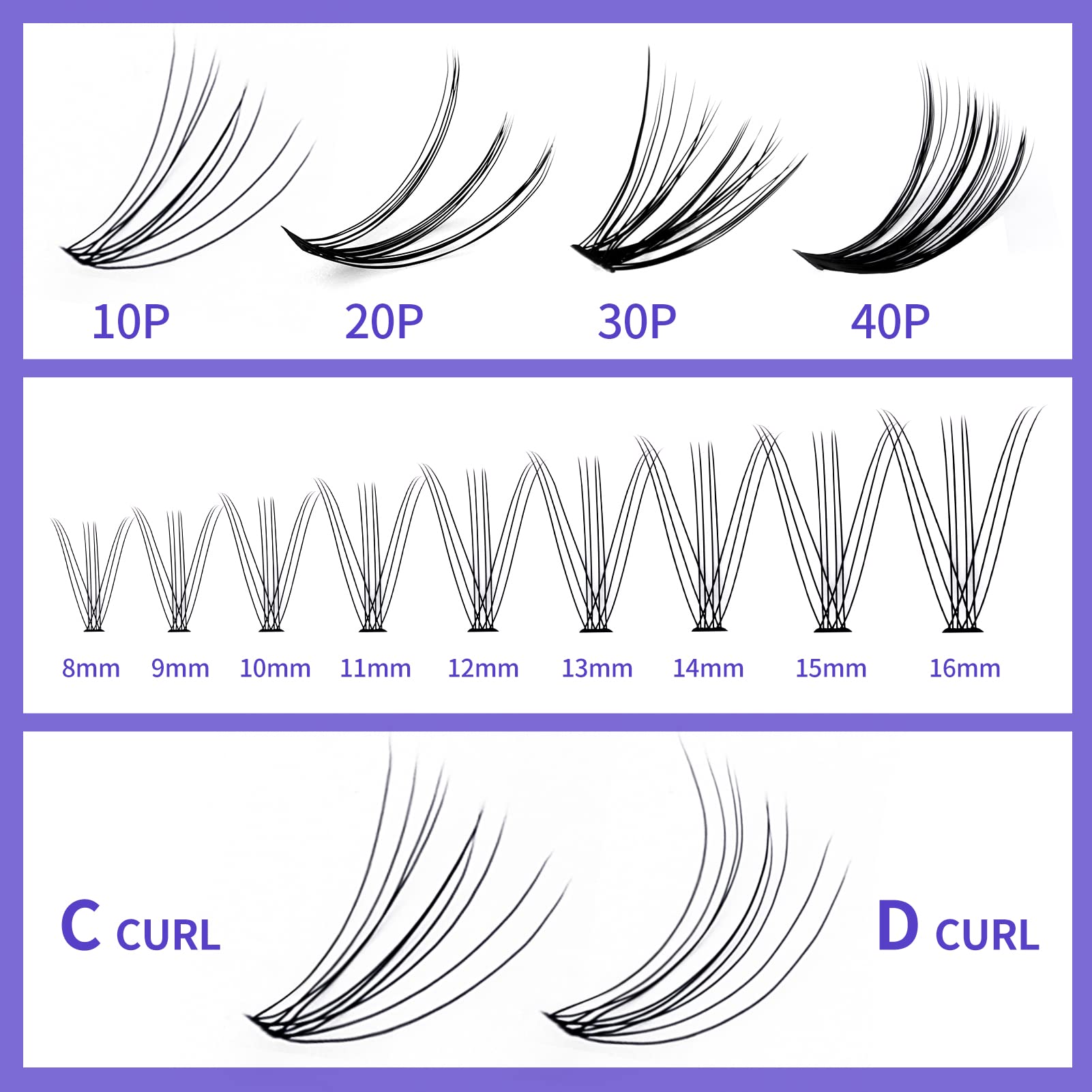 Individual Cluster Lashes 30D/40D Mixed Natural Eyelash Clusters