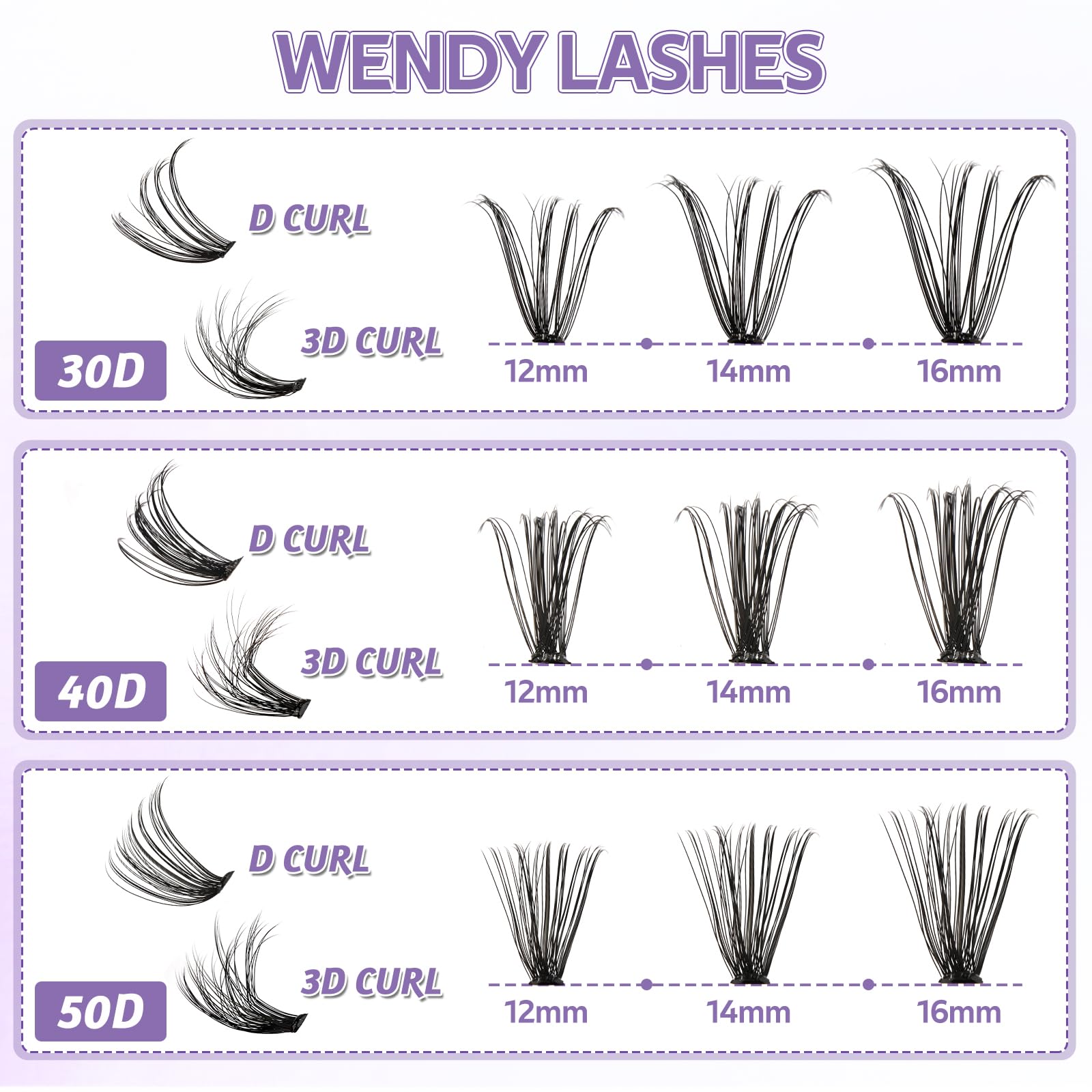 Individual Cluster Lashes 30D/40D Mixed Natural Eyelash Clusters