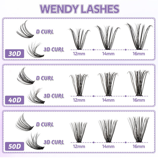 Individual Cluster Lashes 30D/40D Mixed Natural Eyelash Clusters