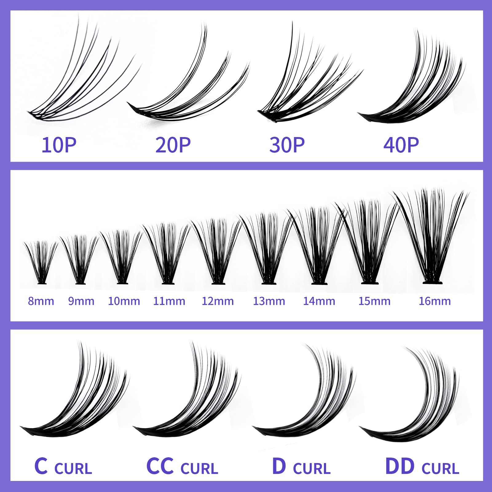 Individual Cluster Lashes 30D/40D Mixed Natural Eyelash Clusters
