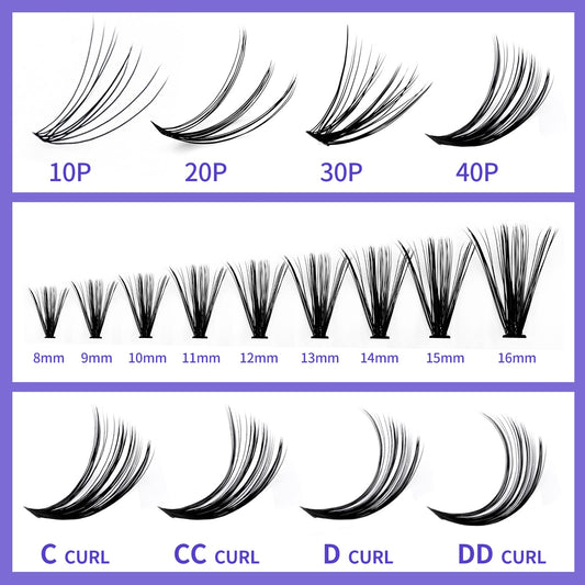 Individual Cluster Lashes 30D/40D Mixed Natural Eyelash Clusters