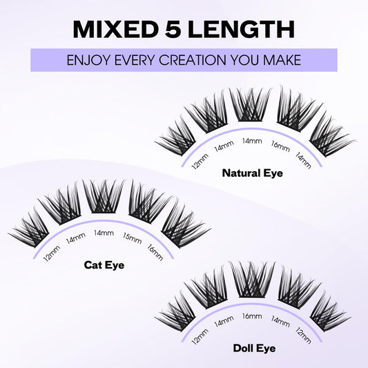 Individual Cluster Lashes 30D/40D Mixed Natural Eyelash Clusters