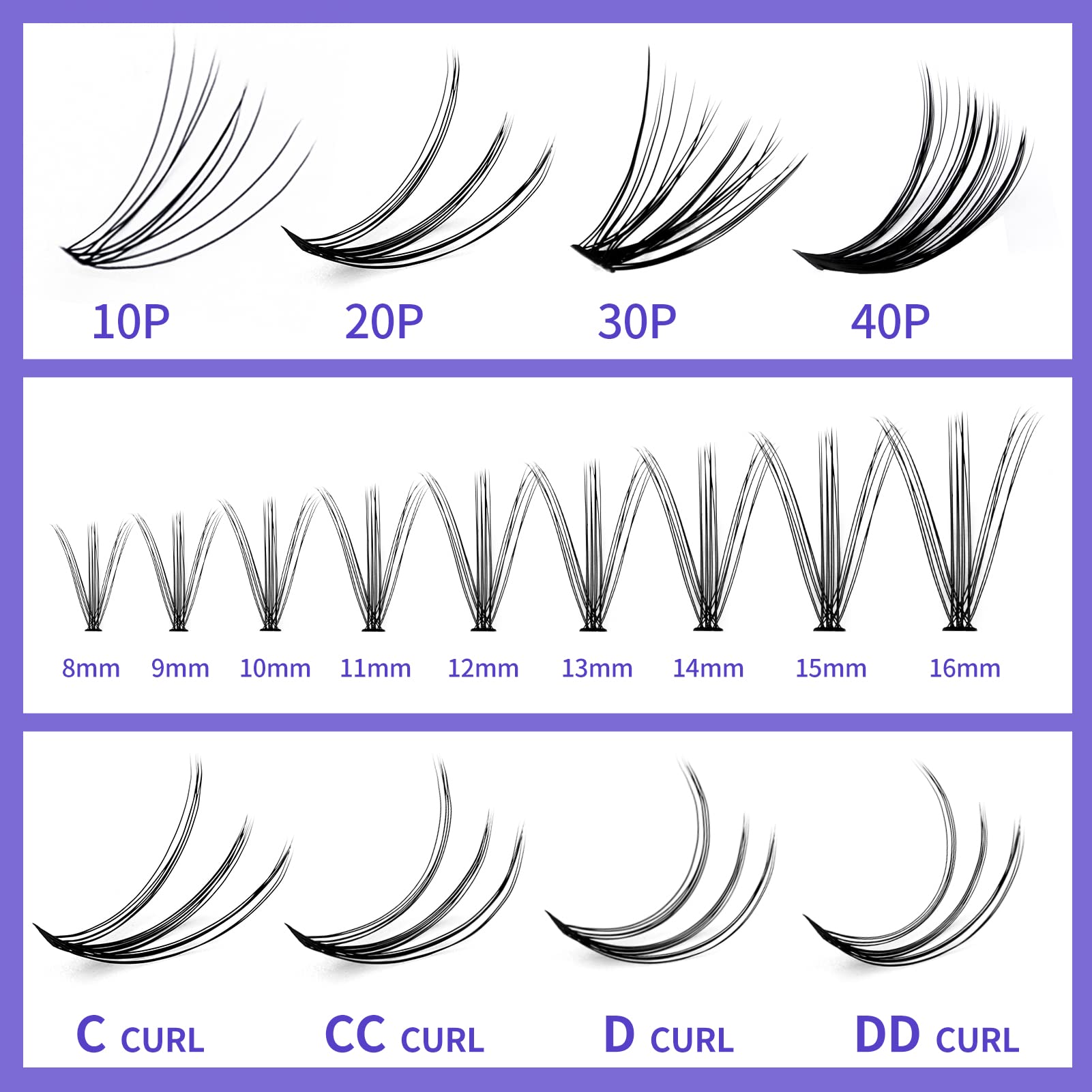 Individual Cluster Lashes 30D/40D Mixed Natural Eyelash Clusters