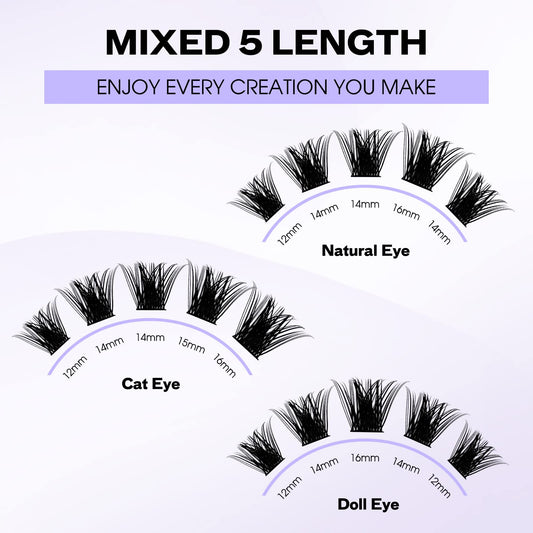 Individual Cluster Lashes 30D/40D Mixed Natural Eyelash Clusters