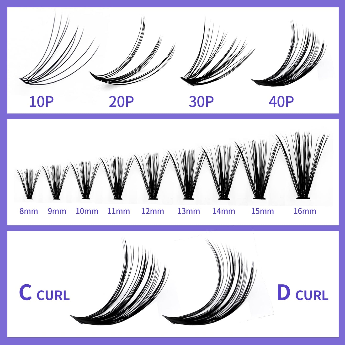 Individual Cluster Lashes 30D/40D Mixed Natural Eyelash Clusters