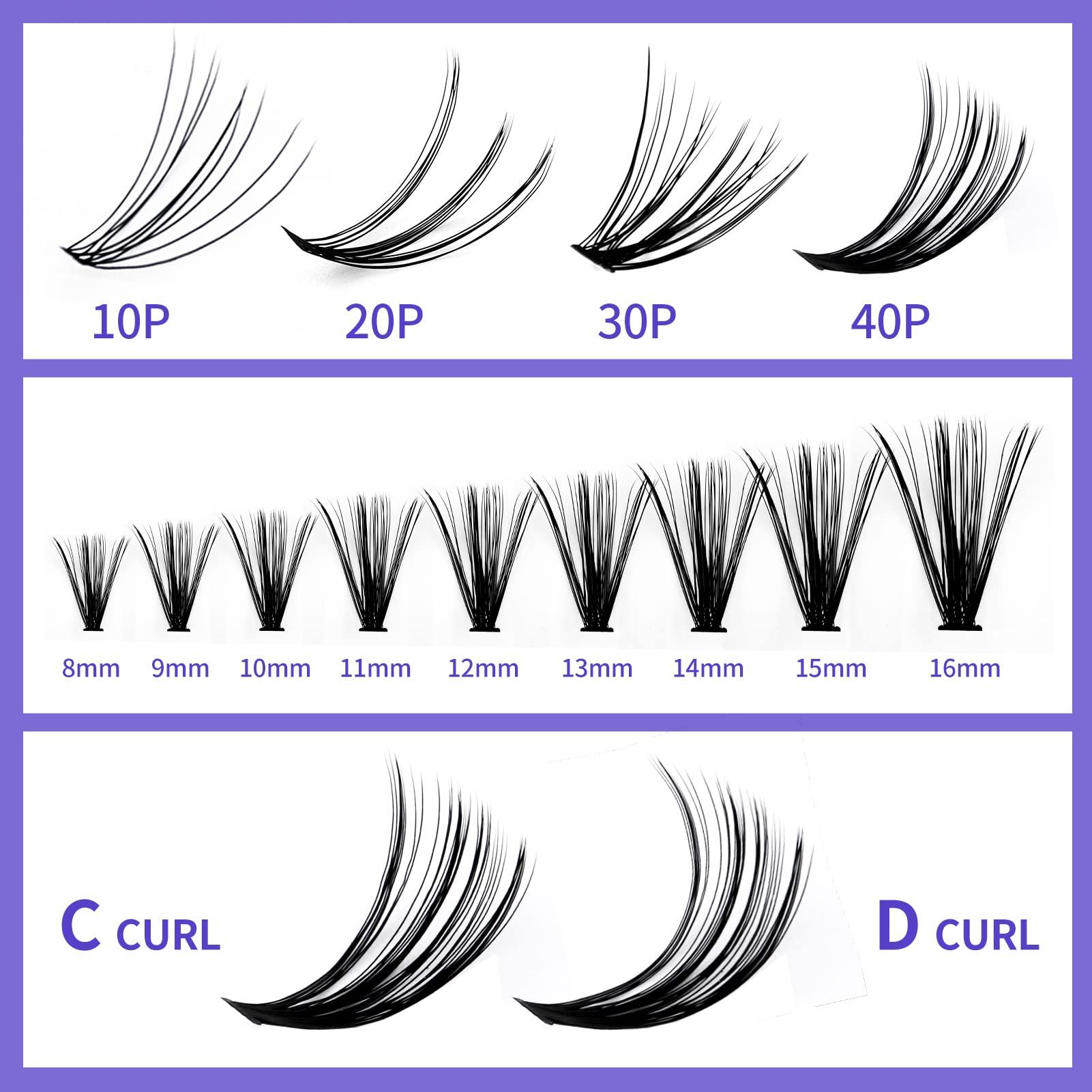 Individual Cluster Lashes 30D/40D Mixed Natural Eyelash Clusters