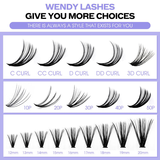 Individual Cluster Lashes 30D/40D Mixed Natural Eyelash Clusters
