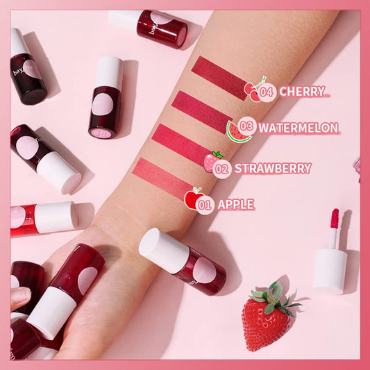 4 Colors Lip Tint Stain Set,Korean Lip Gloss Lip Tint Stain Mini Liquid Lipstick Multi-