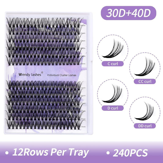 Individual Cluster Lashes 30D/40D Mixed Natural Eyelash Clusters