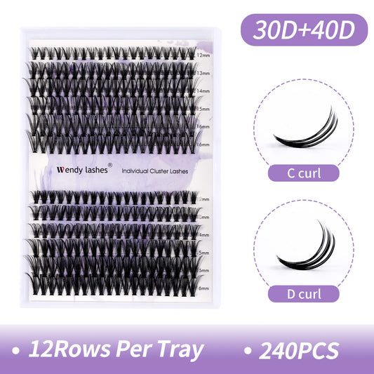 Individual Cluster Lashes 30D/40D Mixed Natural Eyelash Clusters